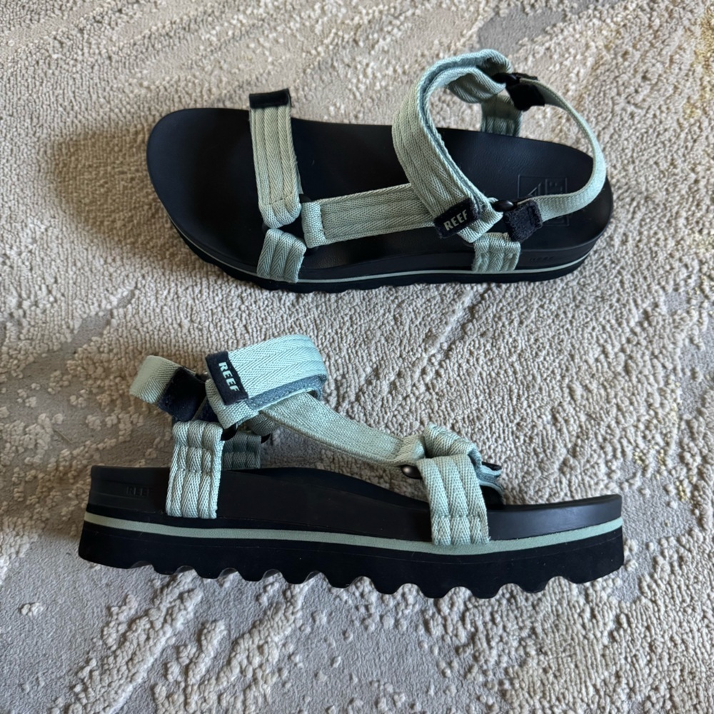 Reef sandals Cushion Rem Hi platform adjustable straps green comfort walking 8 - Picture 2 of 14